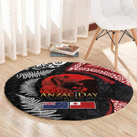Tonga and New Zealand ANZAC Day Round Carpet Gallipoli Lest We Forget Ngatu Art Tribal and Maori Tattoo with Fern LT03 - Polynesian Pride