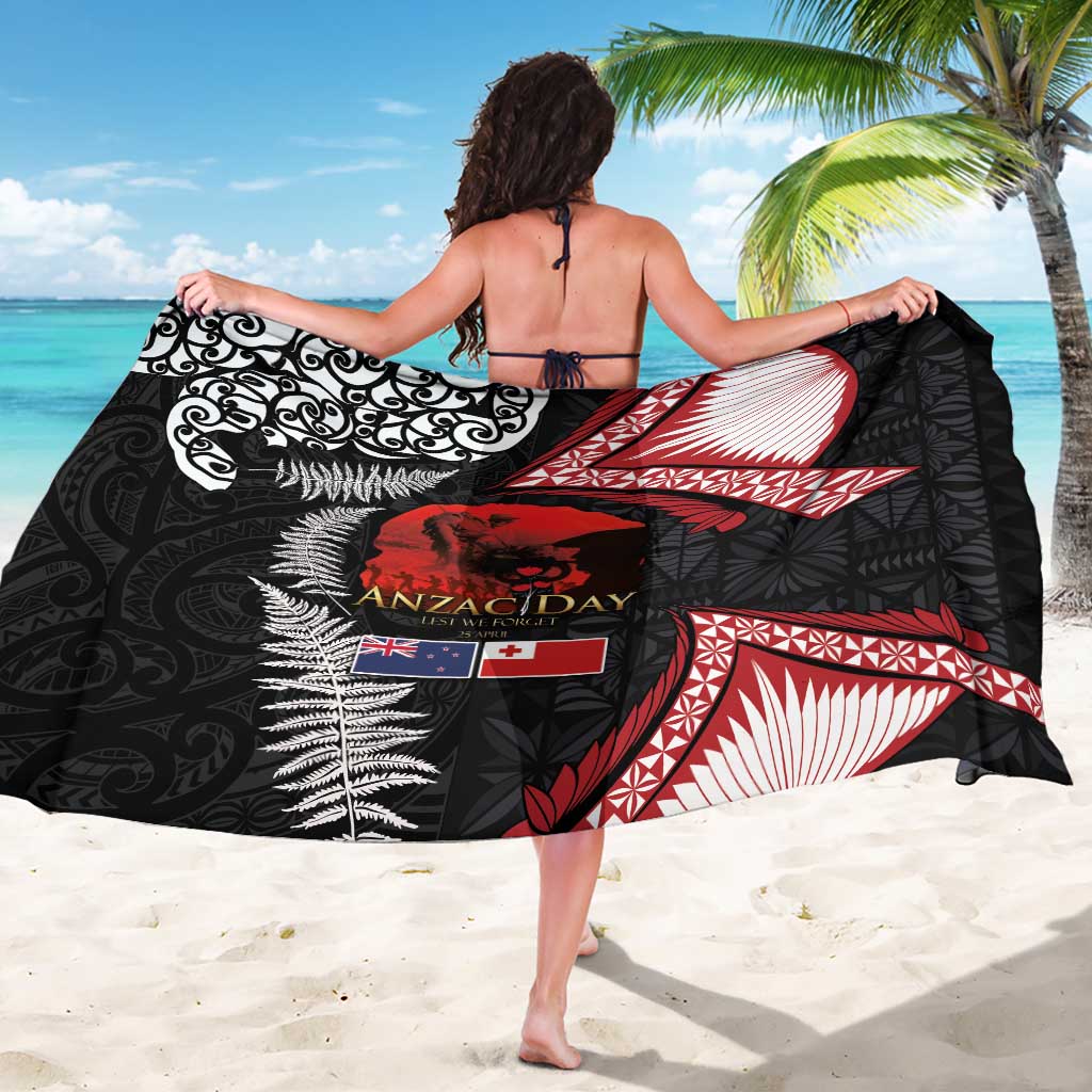 Tonga and New Zealand ANZAC Day Sarong Gallipoli Lest We Forget Ngatu Art Tribal and Maori Tattoo with Fern LT03 - Polynesian Pride