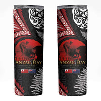 Tonga and New Zealand ANZAC Day Skinny Tumbler Gallipoli Lest We Forget-Ngatu Art Tribal and Maori Tattoo with Fern LT03 Black - Polynesian Pride