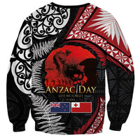 Tonga and New Zealand ANZAC Day Sweatshirt Gallipoli Lest We Forget Ngatu Art Tribal and Maori Tattoo with Fern LT03 - Polynesian Pride