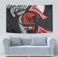 Tonga and New Zealand ANZAC Day Tapestry Gallipoli Lest We Forget Ngatu Art Tribal and Maori Tattoo with Fern LT03 - Polynesian Pride