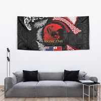 Tonga and New Zealand ANZAC Day Tapestry Gallipoli Lest We Forget Ngatu Art Tribal and Maori Tattoo with Fern LT03 - Polynesian Pride