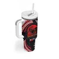 Tonga and New Zealand ANZAC Day Tumbler With Handle Gallipoli Lest We Forget-Ngatu Art Tribal and Maori Tattoo with Fern LT03 - Polynesian Pride