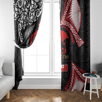 Tonga and New Zealand ANZAC Day Window Curtain Gallipoli Lest We Forget Ngatu Art Tribal and Maori Tattoo with Fern LT03 - Polynesian Pride