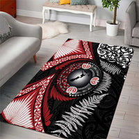 Tonga and New Zealand Together Area Rug Ngatu Art Tribal Maori Tattoo and Silver Fern LT03 - Polynesian Pride