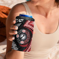 Tonga and New Zealand Together 4 in 1 Can Cooler Tumbler Ngatu Art Tribal-Maori Tattoo and Silver Fern