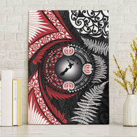 Tonga and New Zealand Together Canvas Wall Art Ngatu Art Tribal Maori Tattoo and Silver Fern LT03 Without Frame Black - Polynesian Pride