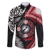 Tonga and New Zealand Together Family Matching Long Sleeve Bodycon Dress and Hawaiian Shirt Ngatu Art Tribal Maori Tattoo and Silver Fern LT03 Dad's Shirt - Long Sleeve Black - Polynesian Pride