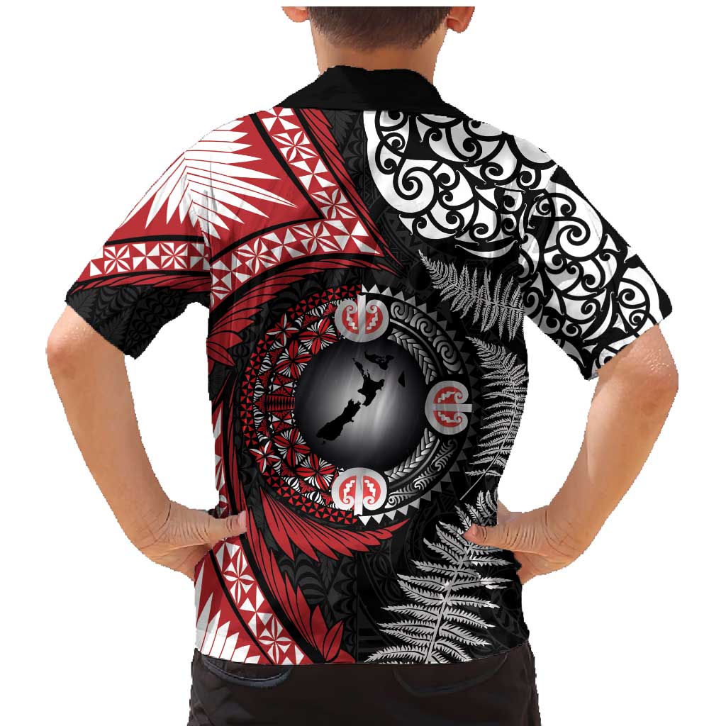 Tonga and New Zealand Together Family Matching Mermaid Dress and Hawaiian Shirt Ngatu Art Tribal Maori Tattoo and Silver Fern LT03 - Polynesian Pride