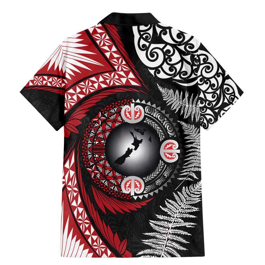 Tonga and New Zealand Together Family Matching Mermaid Dress and Hawaiian Shirt Ngatu Art Tribal Maori Tattoo and Silver Fern LT03 - Polynesian Pride