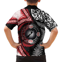 Tonga and New Zealand Together Family Matching Off The Shoulder Long Sleeve Dress and Hawaiian Shirt Ngatu Art Tribal Maori Tattoo and Silver Fern LT03 - Polynesian Pride