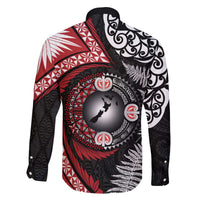 Tonga and New Zealand Together Family Matching Off The Shoulder Long Sleeve Dress and Hawaiian Shirt Ngatu Art Tribal Maori Tattoo and Silver Fern LT03 - Polynesian Pride