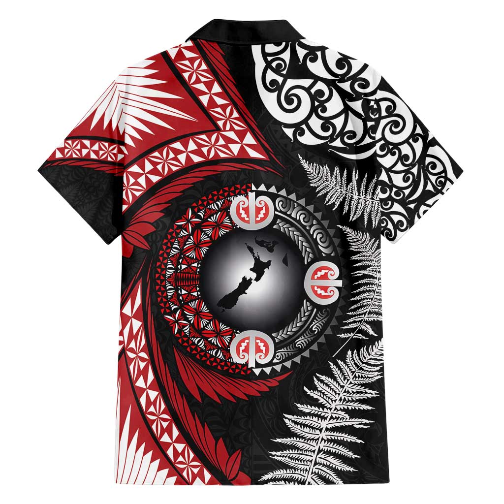 Tonga and New Zealand Together Hawaiian Shirt Ngatu Art Tribal Maori Tattoo and Silver Fern LT03 - Polynesian Pride
