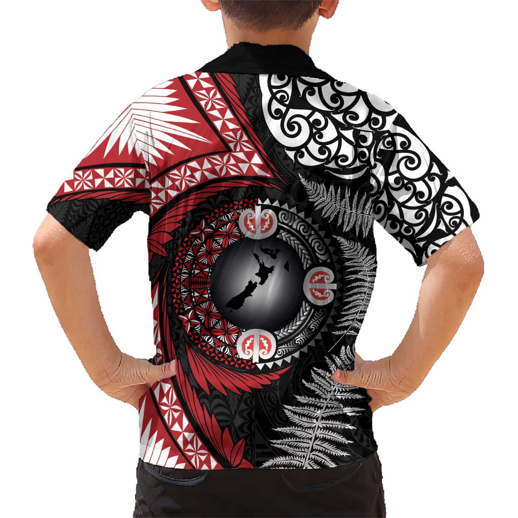 Tonga and New Zealand Together Hawaiian Shirt Ngatu Art Tribal Maori Tattoo and Silver Fern LT03 - Polynesian Pride