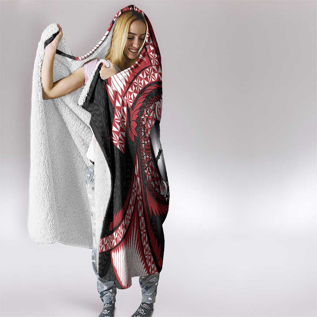 Tonga and New Zealand Together Hooded Blanket Ngatu Art Tribal Maori Tattoo and Silver Fern LT03 - Polynesian Pride