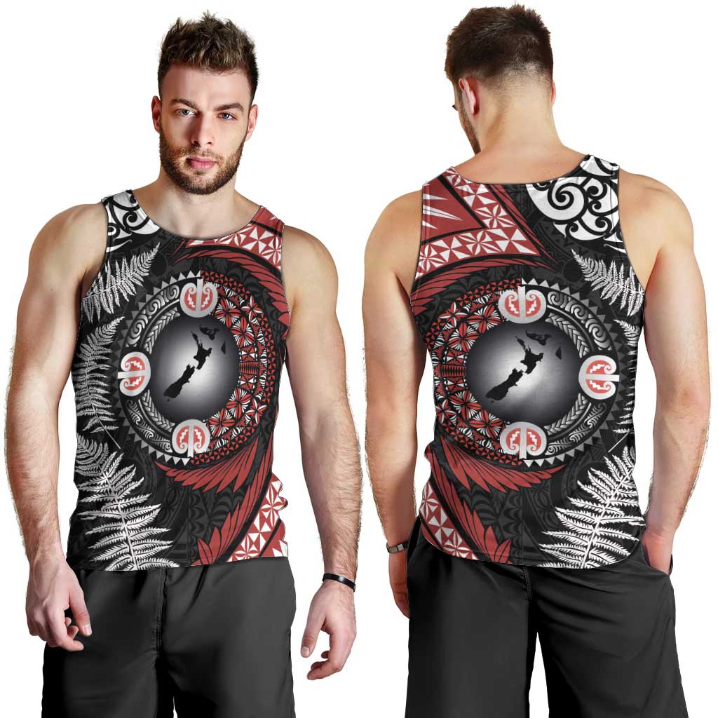 Tonga and New Zealand Together Men Tank Top Ngatu Art Tribal Maori Tattoo and Silver Fern LT03 - Polynesian Pride