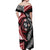 Tonga and New Zealand Together Off Shoulder Maxi Dress Ngatu Art Tribal Maori Tattoo and Silver Fern