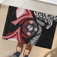 Tonga and New Zealand Together Rubber Doormat Ngatu Art Tribal Maori Tattoo and Silver Fern LT03 - Polynesian Pride