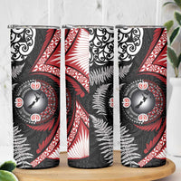 Tonga and New Zealand Together Skinny Tumbler Ngatu Art Tribal-Maori Tattoo and Silver Fern LT03 - Polynesian Pride