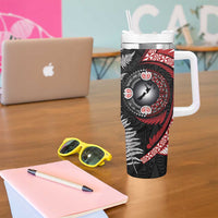 Tonga and New Zealand Together Tumbler With Handle Ngatu Art Tribal-Maori Tattoo and Silver Fern LT03 - Polynesian Pride
