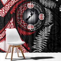 Tonga and New Zealand Together Window Curtain Ngatu Art Tribal Maori Tattoo and Silver Fern LT03 - Polynesian Pride