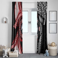 Tonga and New Zealand Together Window Curtain Ngatu Art Tribal Maori Tattoo and Silver Fern LT03 - Polynesian Pride