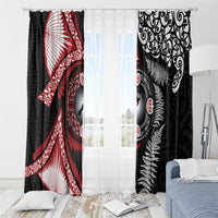 Tonga and New Zealand Together Window Curtain Ngatu Art Tribal Maori Tattoo and Silver Fern LT03 - Polynesian Pride