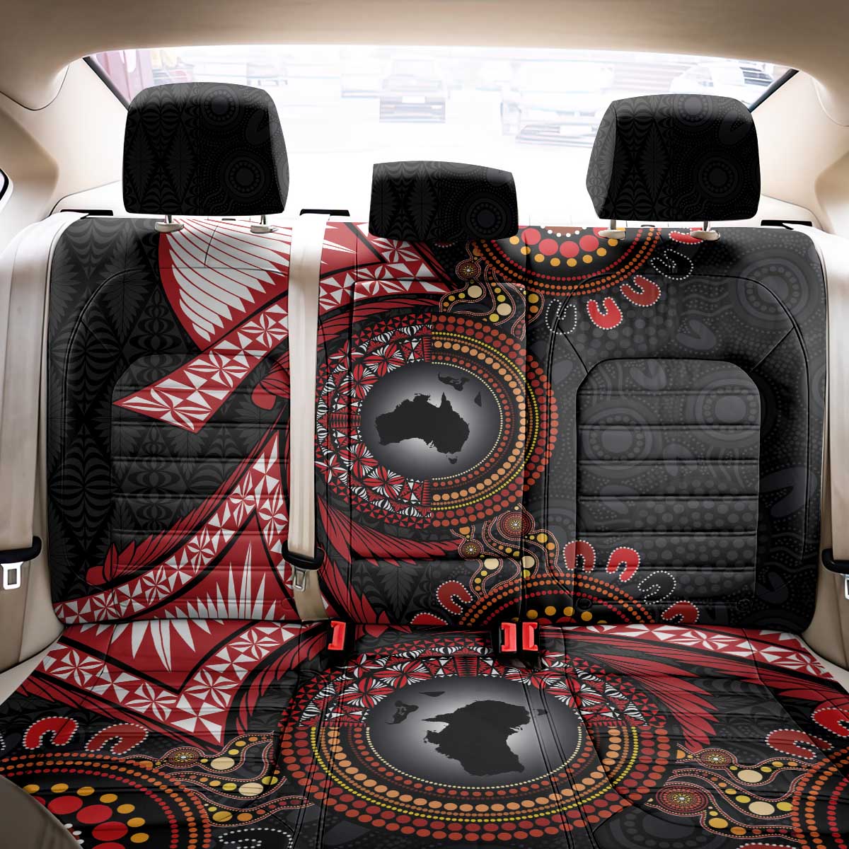 Tonga and Australia Together Back Car Seat Cover Ngatu Art Tribal Aboriginal Tattoo Pattern