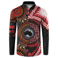 Tonga and Australia Together Button Sweatshirt Ngatu Art Tribal Aboriginal Tattoo Pattern