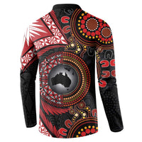Tonga and Australia Together Button Sweatshirt Ngatu Art Tribal Aboriginal Tattoo Pattern