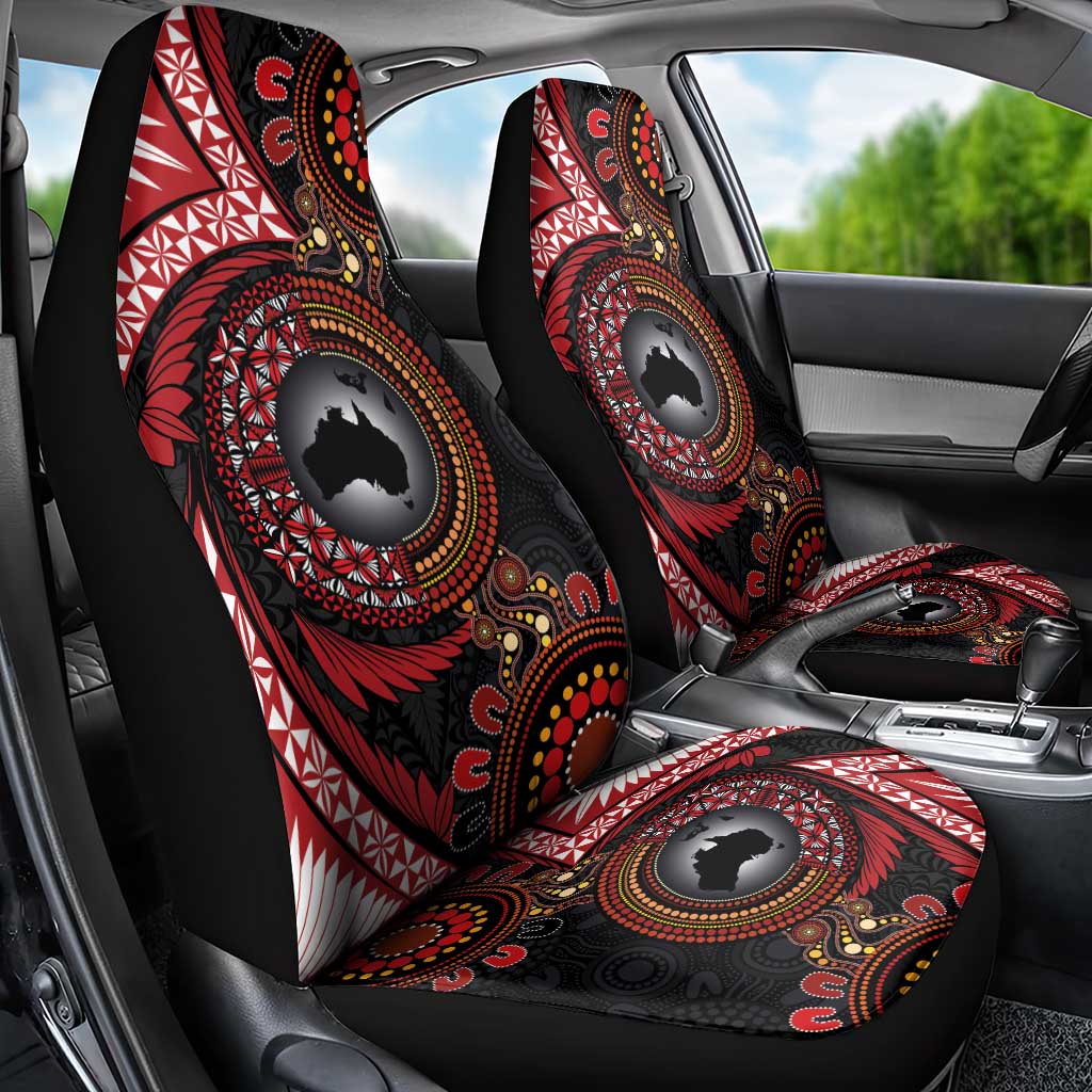 Tonga and Australia Together Car Seat Cover Ngatu Art Tribal Aboriginal Tattoo Pattern LT03 - Polynesian Pride