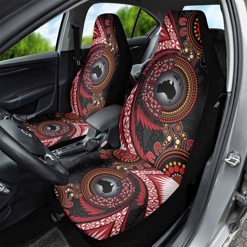 Tonga and Australia Together Car Seat Cover Ngatu Art Tribal Aboriginal Tattoo Pattern LT03 - Polynesian Pride