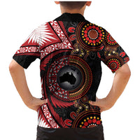 Tonga and Australia Together Family Matching Mermaid Dress and Hawaiian Shirt Ngatu Art Tribal Aboriginal Tattoo Pattern LT03 - Polynesian Pride