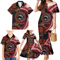 Tonga and Australia Together Family Matching Mermaid Dress and Hawaiian Shirt Ngatu Art Tribal Aboriginal Tattoo Pattern LT03 - Polynesian Pride