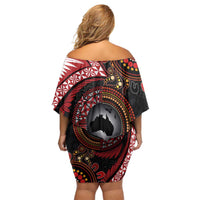 Tonga and Australia Together Family Matching Off Shoulder Short Dress and Hawaiian Shirt Ngatu Art Tribal Aboriginal Tattoo Pattern LT03 - Polynesian Pride