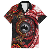 Tonga and Australia Together Family Matching Short Sleeve Bodycon Dress and Hawaiian Shirt Ngatu Art Tribal Aboriginal Tattoo Pattern LT03 Dad's Shirt - Short Sleeve Black - Polynesian Pride