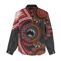 Tonga and Australia Together Women Casual Shirt Ngatu Art Tribal Aboriginal Tattoo Pattern