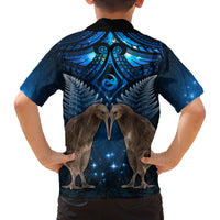 New Zealand Maori Matariki Family Matching Off The Shoulder Long Sleeve Dress and Hawaiian Shirt Hongi Kiwi Bird and Silver Fern LT03 - Polynesian Pride