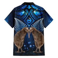 New Zealand Maori Matariki Family Matching Off The Shoulder Long Sleeve Dress and Hawaiian Shirt Hongi Kiwi Bird and Silver Fern LT03 - Polynesian Pride