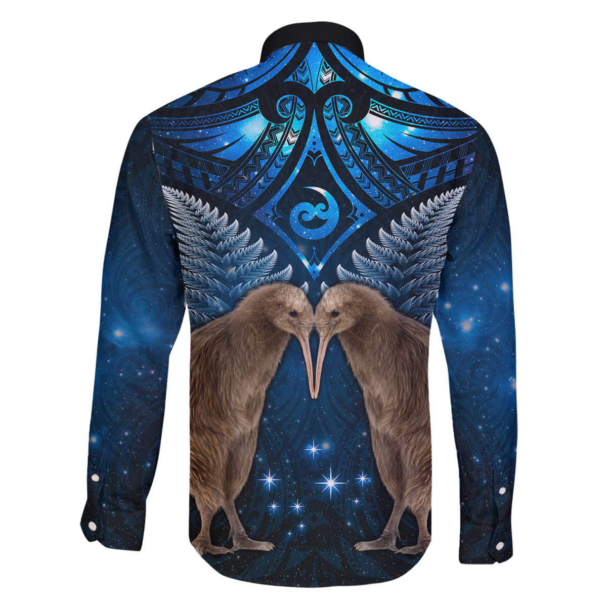 New Zealand Maori Matariki Family Matching Off Shoulder Maxi Dress and Hawaiian Shirt Hongi Kiwi Bird and Silver Fern LT03 - Polynesian Pride