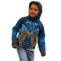 New Zealand Maori Matariki Kid Hoodie Hongi Kiwi Bird and Silver Fern LT03 - Polynesian Pride