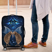 New Zealand Maori Matariki Luggage Cover Hongi Kiwi Bird and Silver Fern LT03 Blue - Polynesian Pride