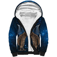 New Zealand Maori Matariki Sherpa Hoodie Hongi Kiwi Bird and Silver Fern LT03 Unisex Blue - Polynesian Pride