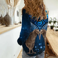New Zealand Maori Matariki Women Casual Shirt Hongi Kiwi Bird and Silver Fern LT03 - Polynesian Pride