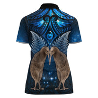 New Zealand Maori Matariki Women Polo Shirt Hongi Kiwi Bird and Silver Fern LT03