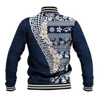 Hawaii Plumeria Tribal Vintage Baseball Jacket Special Blue