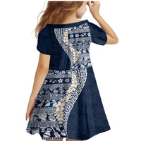 Hawaii Plumeria Tribal Vintage Family Matching Mermaid Dress and Hawaiian Shirt Special Blue LT03 - Polynesian Pride