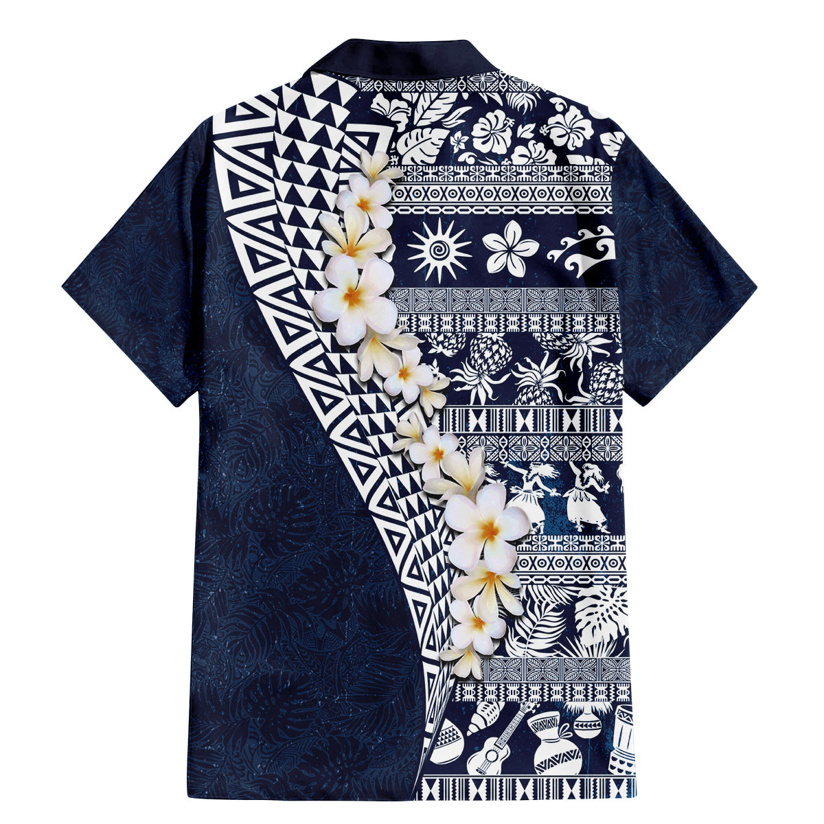 Hawaii Plumeria Tribal Vintage Family Matching Mermaid Dress and Hawaiian Shirt Special Blue LT03 - Polynesian Pride