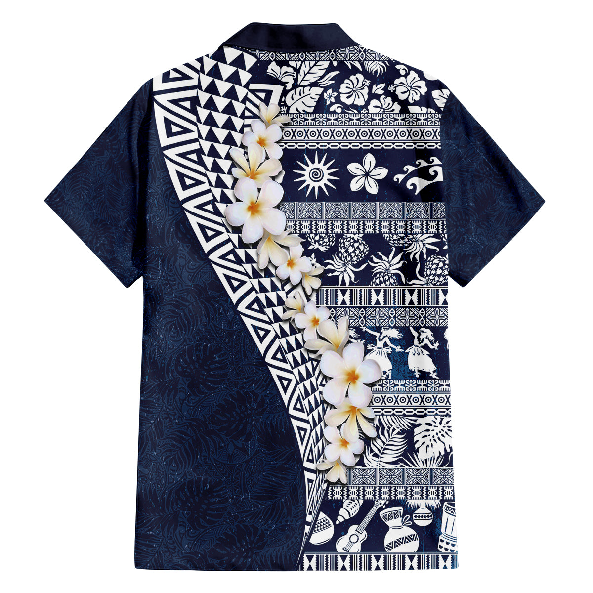 Hawaii Plumeria Tribal Vintage Family Matching Off Shoulder Maxi Dress and Hawaiian Shirt Special Blue LT03 - Polynesian Pride