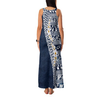 Hawaii Plumeria Tribal Vintage Family Matching Tank Maxi Dress and Hawaiian Shirt Special Blue LT03 - Polynesian Pride